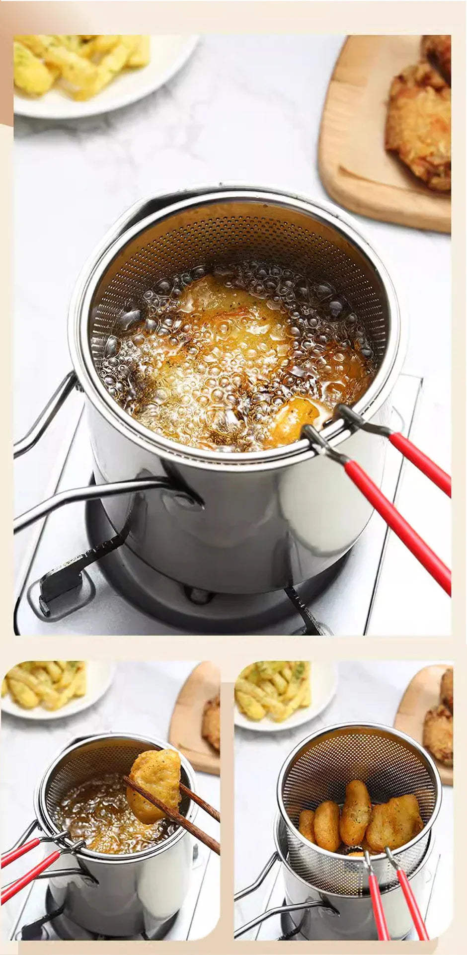 FryPro | Stainless Steel Deep Fryer – 1.2L Oil Capacity, Smart Oil-Saving Design, Pouring Spout