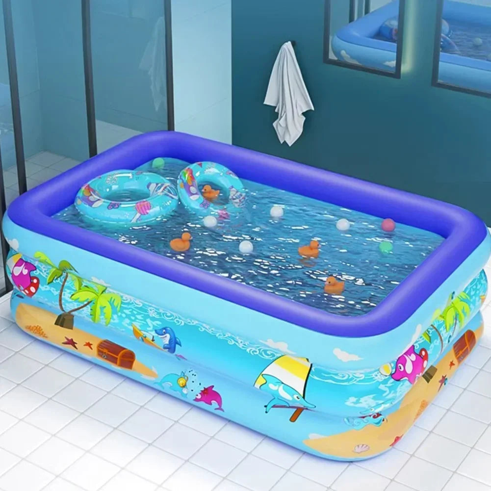 KiddieWave | Opblaasbaar PVC Kinderzwembad - Duurzaam Cartoon Ontwerp