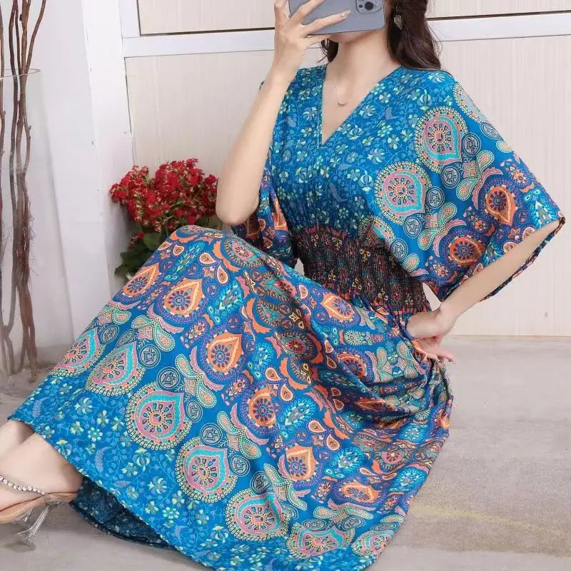 Morya | Boho-lange jurk voor dames – Casual maxi-zomerjurk met print
