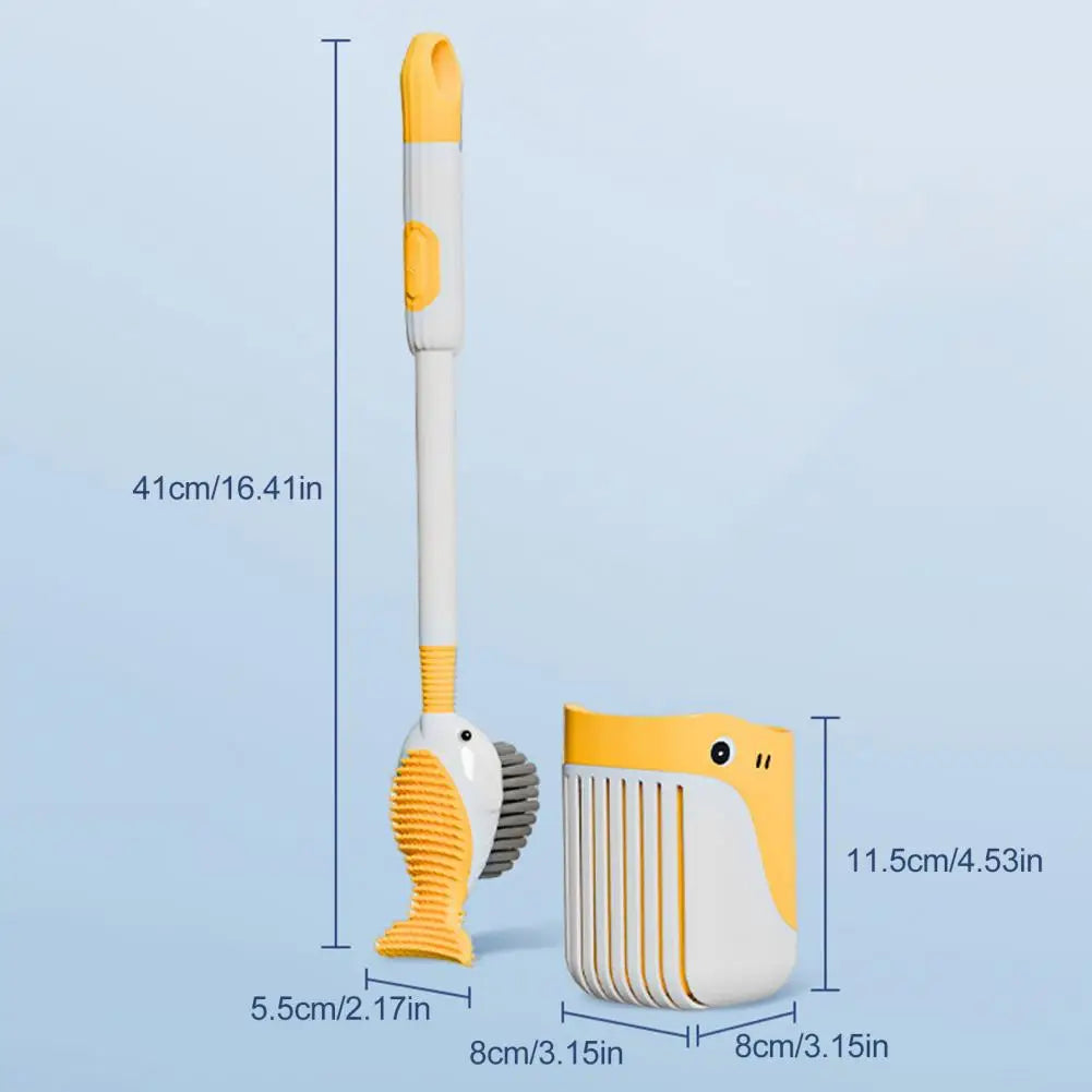 QuackSwirl | 360° Eend-vormige Toiletborstel met Houder - Flexibele Siliconen Borstelharen, DiepReinigen