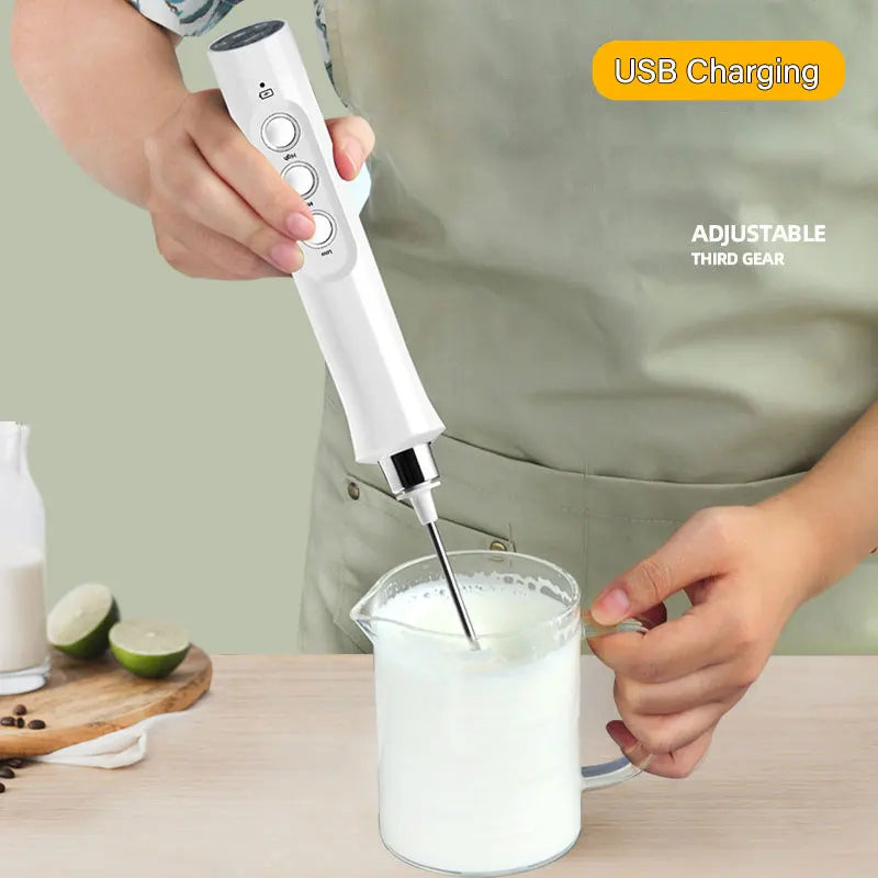 CremaX | 3-in-1 Oplaadbare Elektrische Melkopschuimer - Handheld Koffieschuimer met hoge snelheid