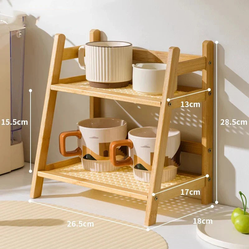 PureTier | Bamboe opbergrek – Multifunctioneel opbergrek voor in de keuken en op het bureau
