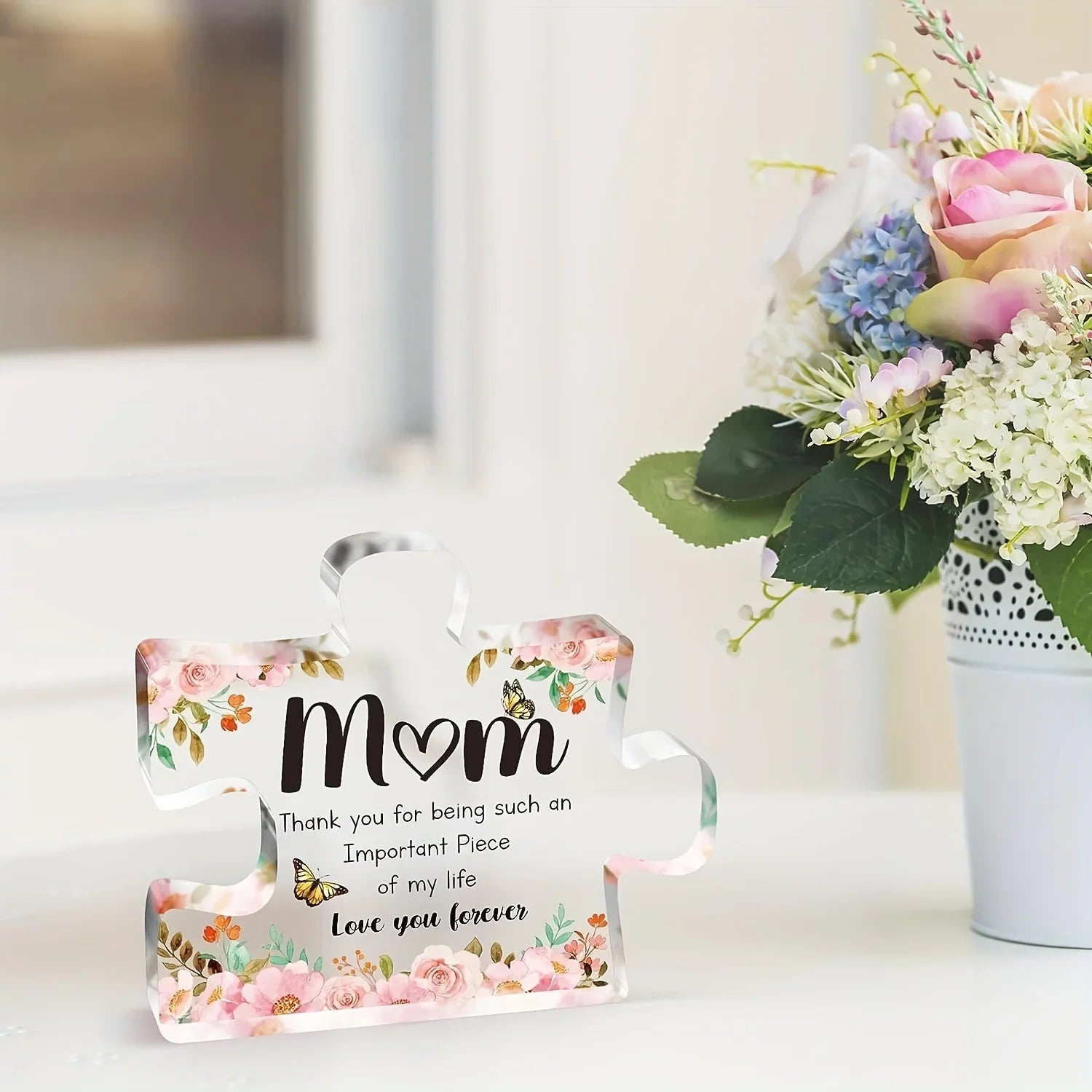 MomPiece | Acryl Puzzelstuk - Hartelijk Moederdagcadeau met Persoonlijke Boodschap