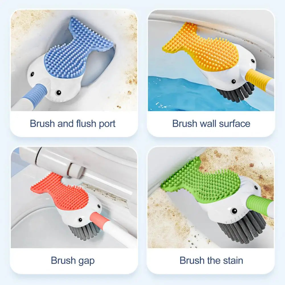 QuackSwirl | 360° Eend-vormige Toiletborstel met Houder - Flexibele Siliconen Borstelharen, DiepReinigen