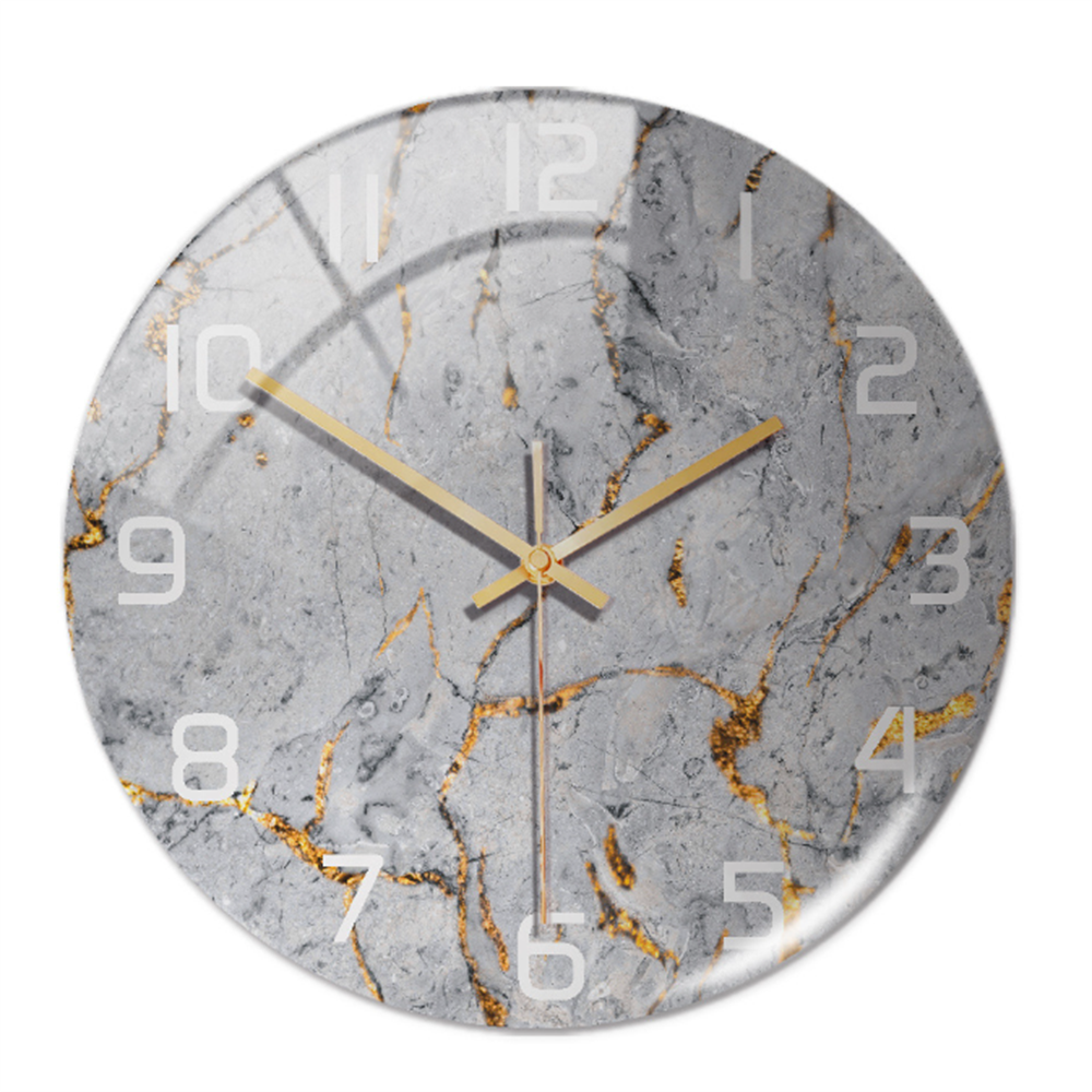 LuxeMarble | Moderne marmeren wandklok – Stille kwartsklok