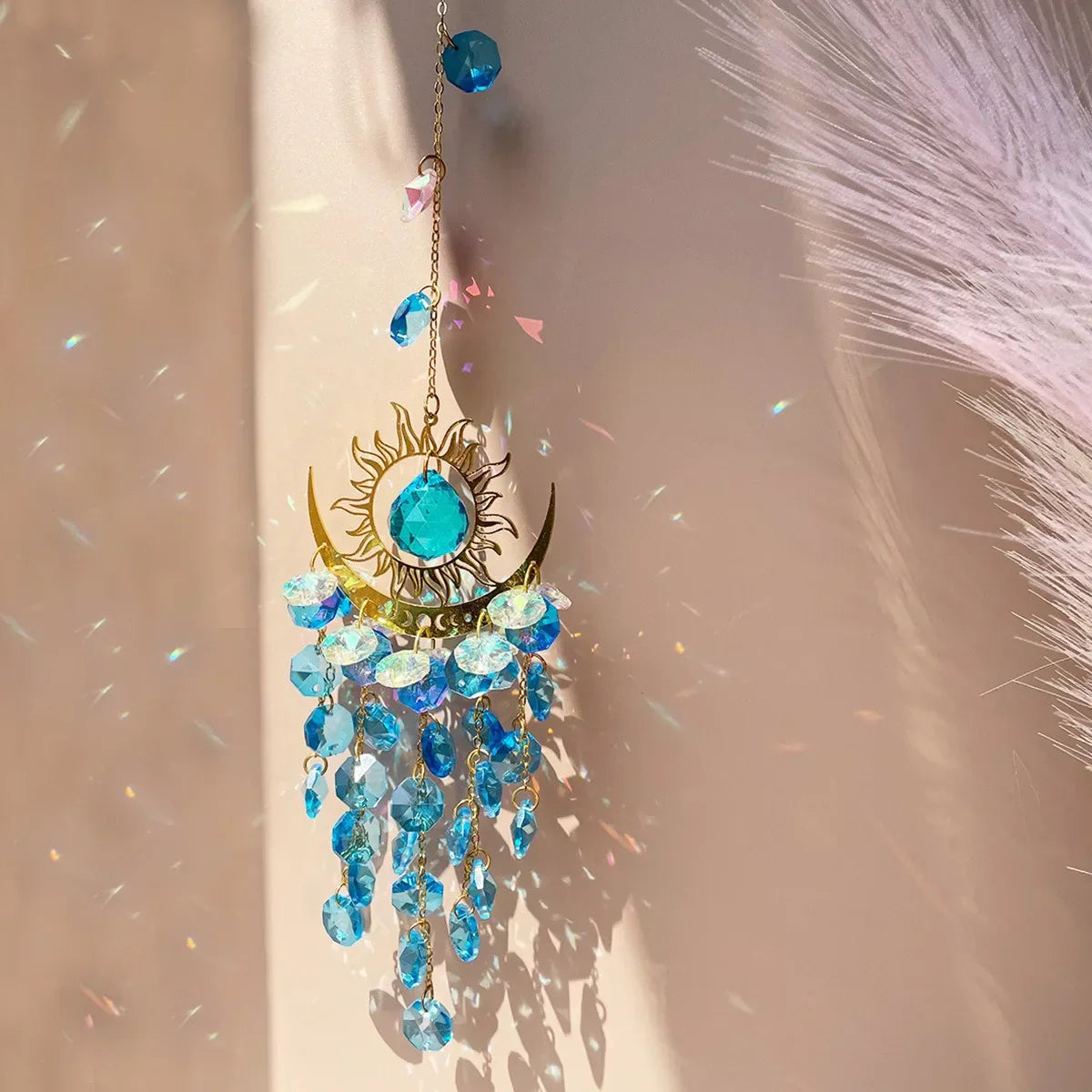 CrystalFlare | Elegante Kwarts Prisma Zonnevanger - Kleurrijke Lichtbreking, Raam Ophangen