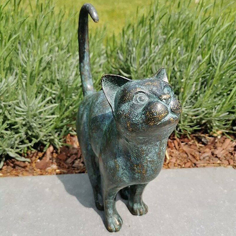 MeowAura | Hars Tuinkat Standbeeld - Weerbestendig Buitenkat Decor Ornament voor Tuin, Patio & Gazon