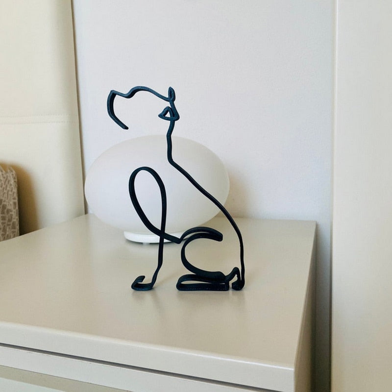 ArtiDog | Minimalistische hondensculptuur – Modern abstract metalen stalen hondenbeeld