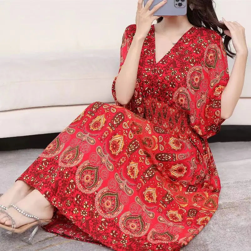 Morya | Boho-lange jurk voor dames – Casual maxi-zomerjurk met print