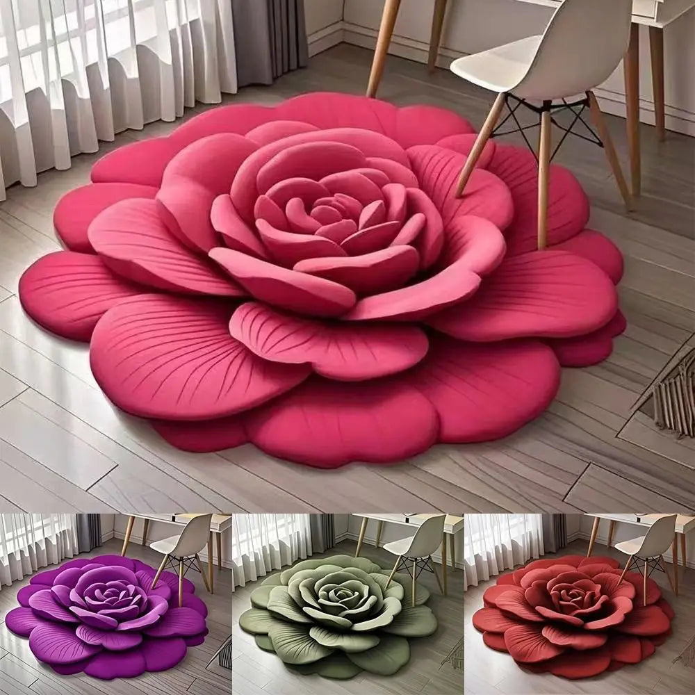 RoseAura | Elegante 3D-badmat met rozenblaadjes, zachte antislip badkamermat