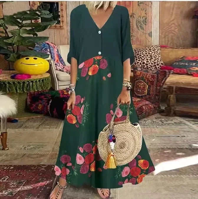 Rovia | Zomerse maxi-jurk voor dames – Elegante, casual lange jurk met print