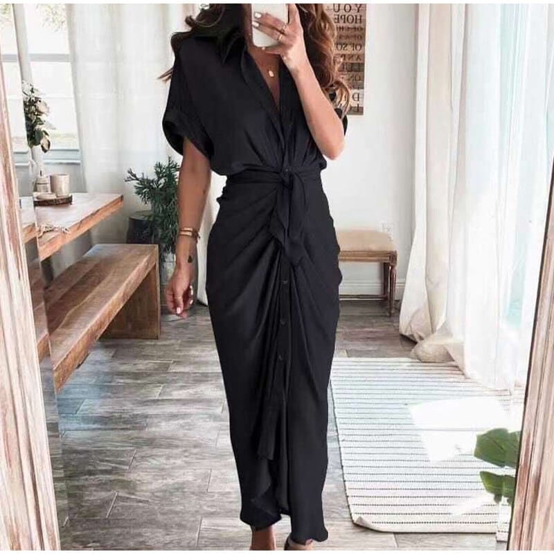 Haliara |Dames Luxe Maxi Wikkeljurk – Elegante Zwierige Wikkeljurk