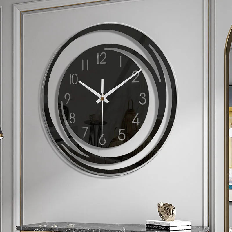 NoirTime | Zwarte acryl wandklok - Modern Scandinavisch ontwerp, minimalistische woondecoratie