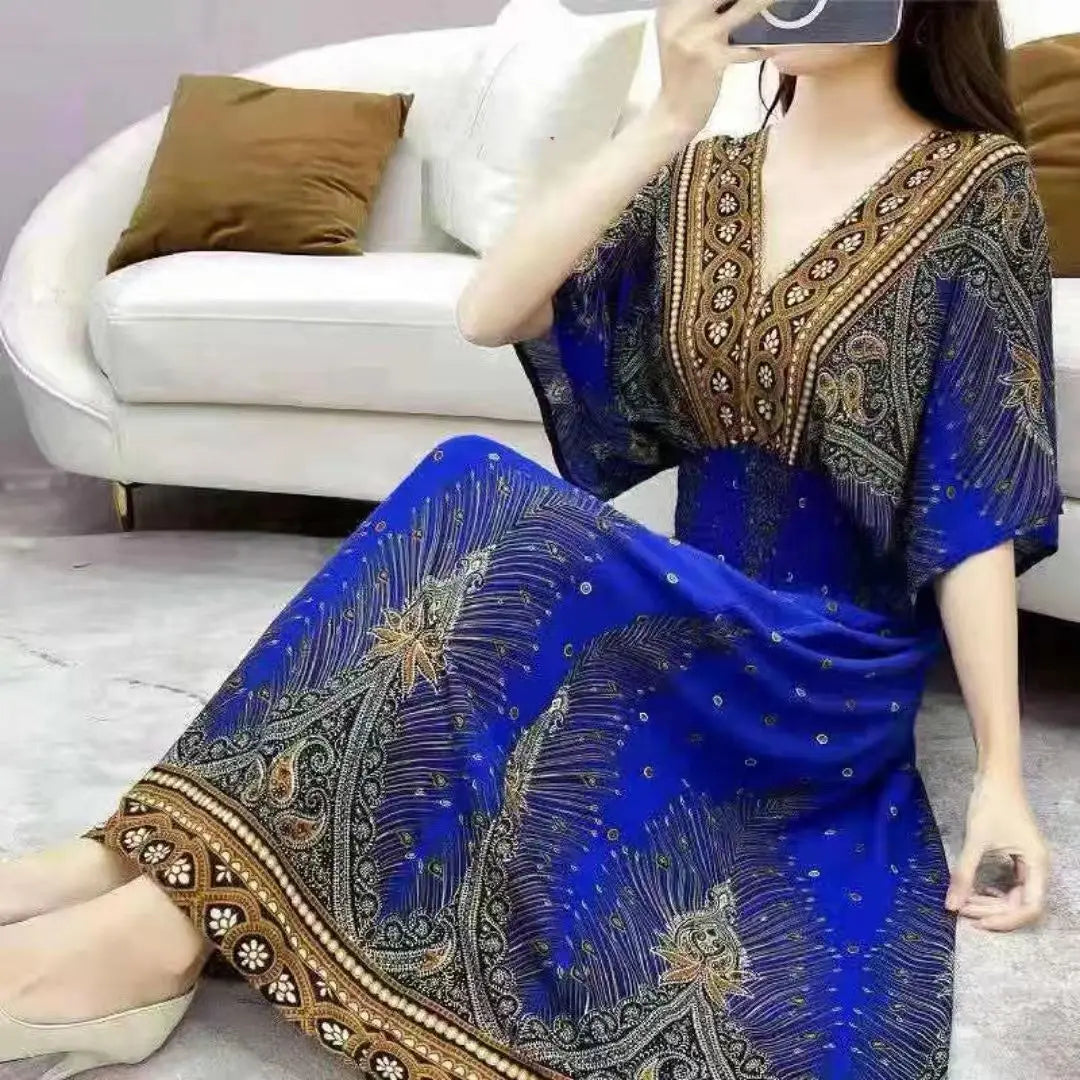 Morya | Boho-lange jurk voor dames – Casual maxi-zomerjurk met print