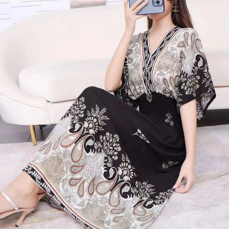 Morya | Boho-lange jurk voor dames – Casual maxi-zomerjurk met print