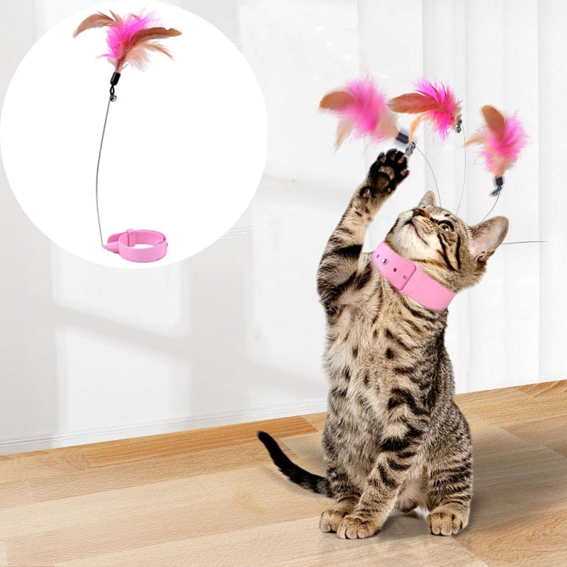 PurrFlick | Interactief halsbandspeeltje met pluizige veer - leuke kattenpester voor actief spelen en beweging