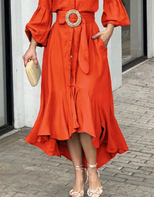 Jiselle | Elegante asymmetrische damesjurk – Casual midi-jurk voor lente en zomer