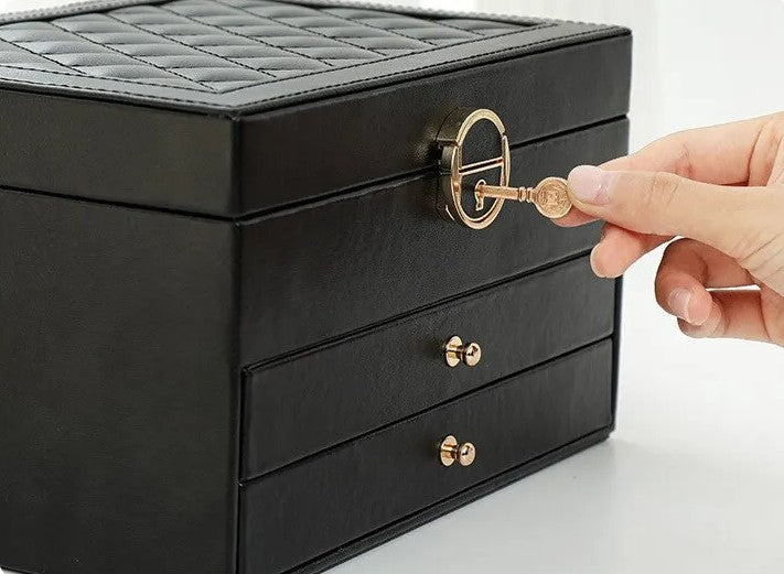 EleganceBox | Sieradendoos van leer met meerdere lagen - Elegante opslag & organisator voor ringen, kettingen, oorbellen