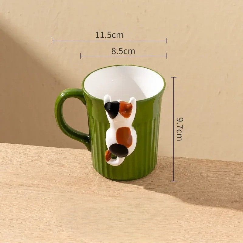 KittyCup | Hangende keramische kattenmok – Schattige dieren koffiebeker met 3D-ontwerp