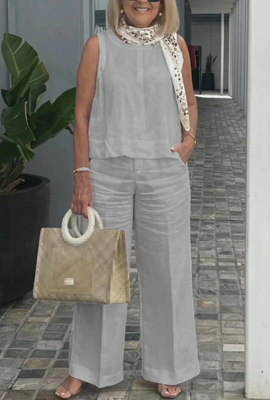 Jylia | Zomerse linnen set voor dames – Casual tweedelige outfit van katoenmix