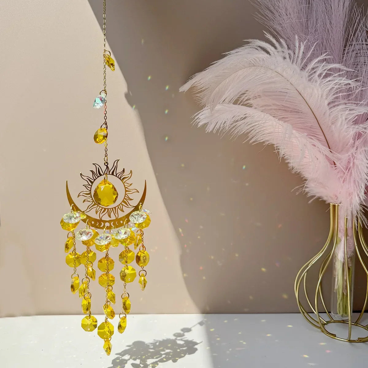 CrystalFlare | Elegante Kwarts Prisma Zonnevanger - Kleurrijke Lichtbreking, Raam Ophangen