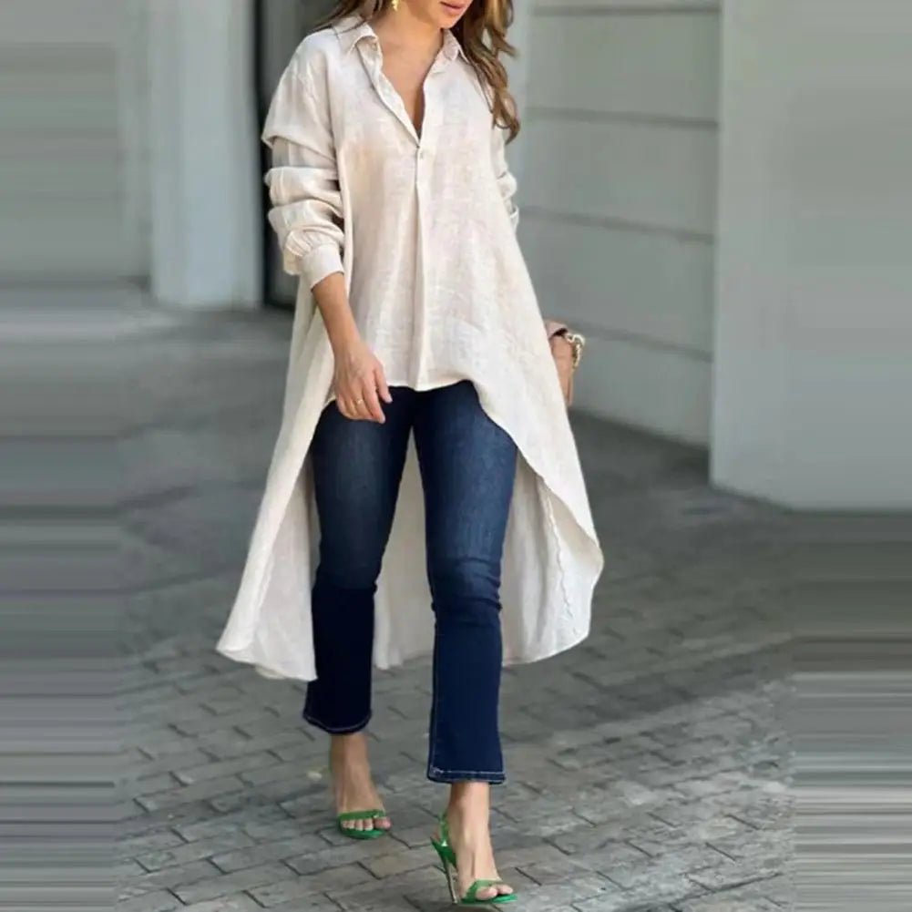 Cerys | Elegante damesblouse met lange mouwen – Casual blouse met kraag en knopen