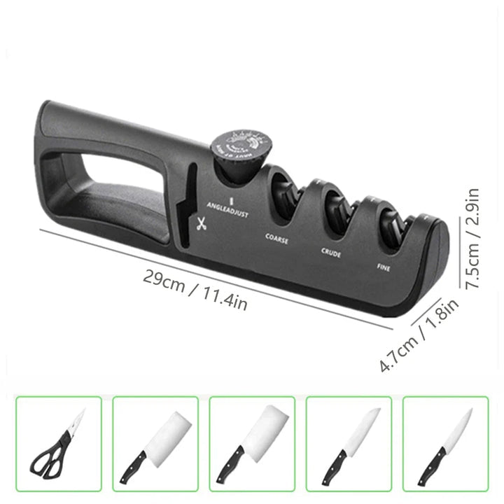 KnifeAid | 4-in-1 multifunctionele messenslijper – Professionele keukenslijper voor messen, scharen en gereedschap