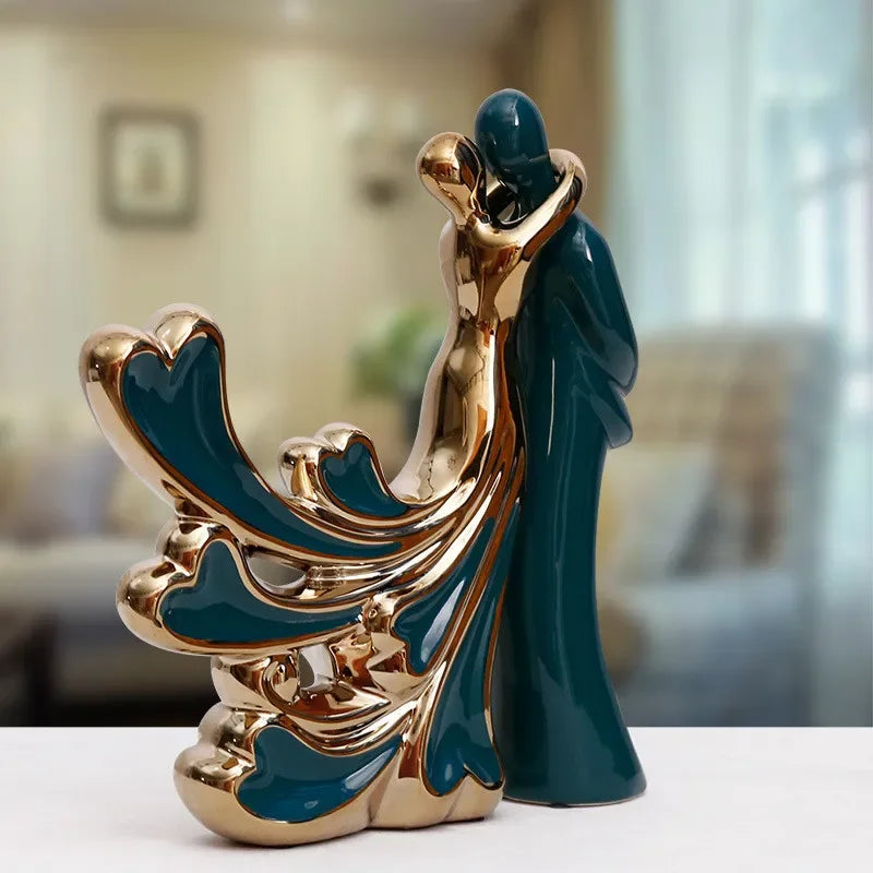 Amoura | Romantisch Koppelbeeldje – Modern Hars Liefdesbeeld, Woondecoratie Sculptuur