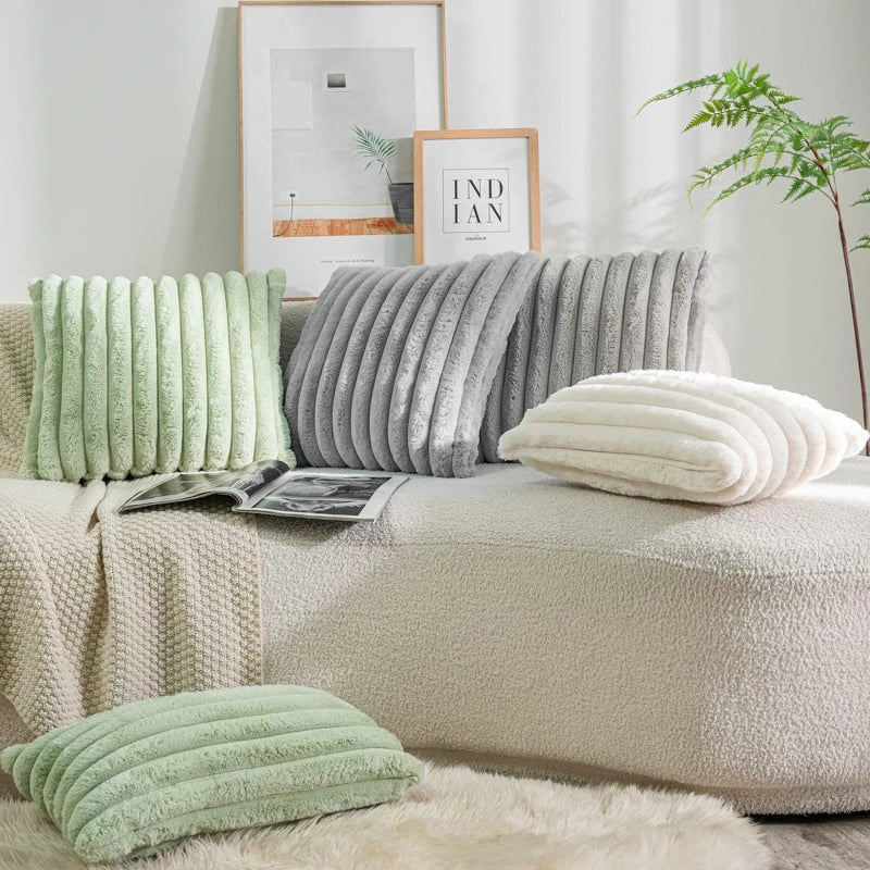 Puffique | Decoratieve pluizige kussensloop - Zachte kussenhoes van imitatiebont voor bank, bank, bed