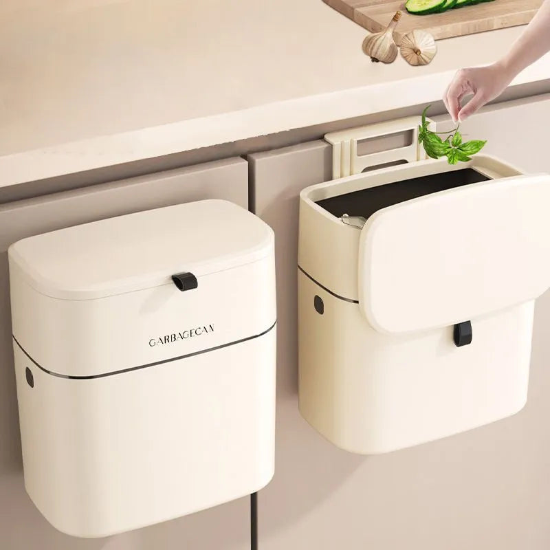 SlimBin | Op te hangen ruimtebesparende mini-afvalbak – 10 liter keuken, badkamer, kantoorafvalbak
