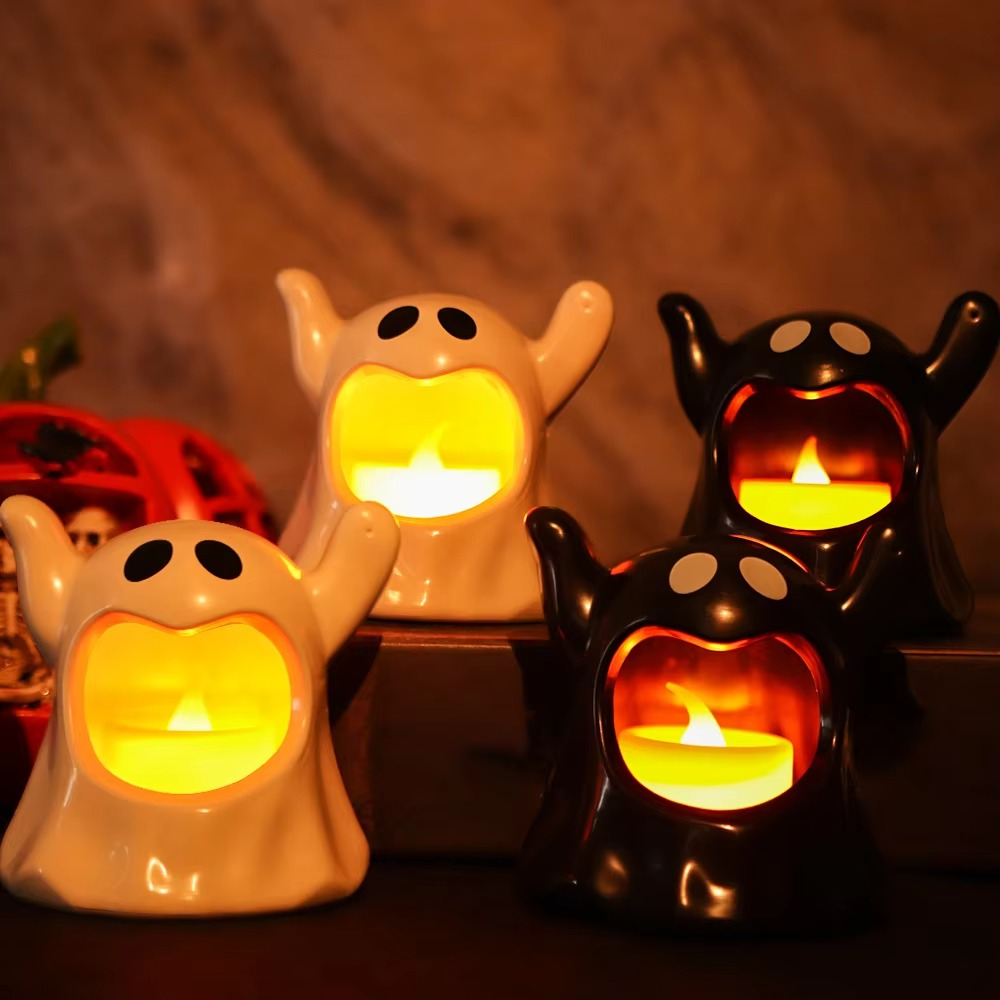 SpookGlow | LED-spooklicht – Halloween-decoratie, zwart-wit, werkt op batterijen