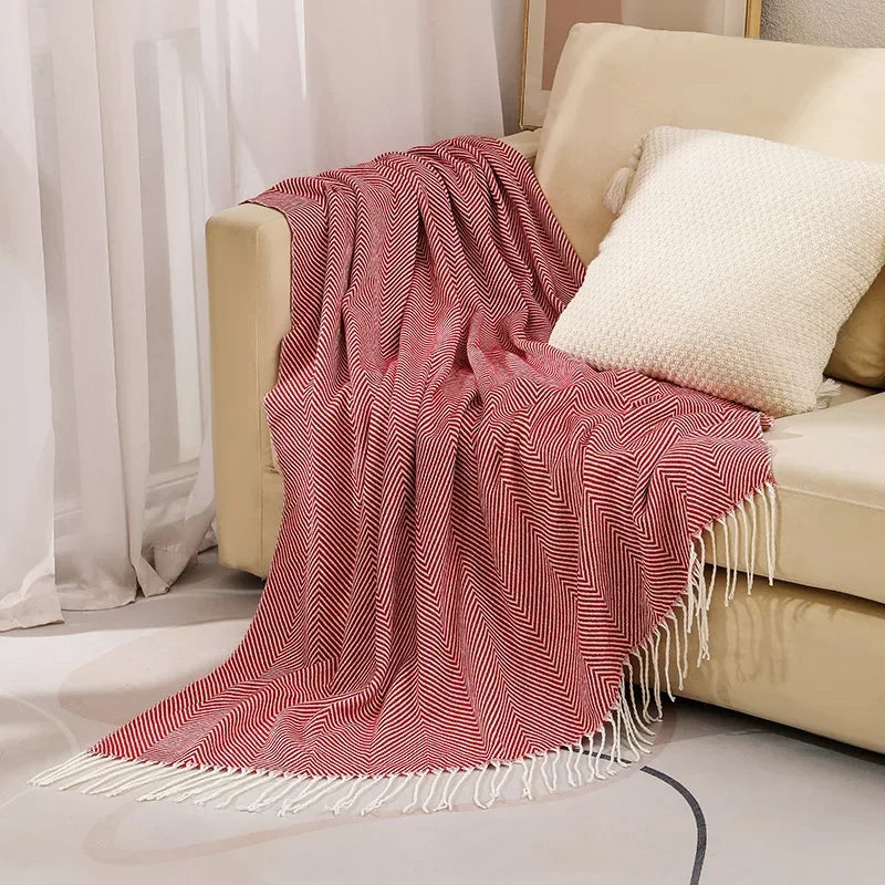 ChicWeave | Streepjesdeken – Zachte, knusse deken voor op de bank of sofa, lichtgewicht decoratieve deken