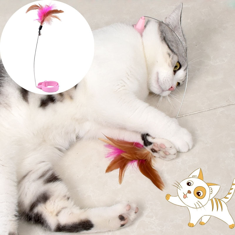 PurrFlick | Interactief halsbandspeeltje met pluizige veer - leuke kattenpester voor actief spelen en beweging