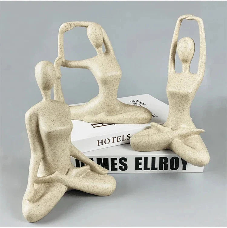 YogaLuxe | Vrouwelijke yogabeeld – Minimalistisch beeldje van hars, serene woondecoratie