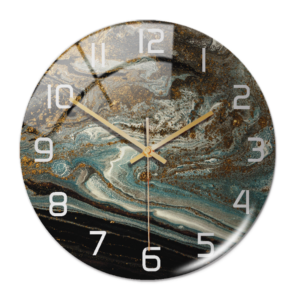 LuxeMarble | Moderne marmeren wandklok – Stille kwartsklok