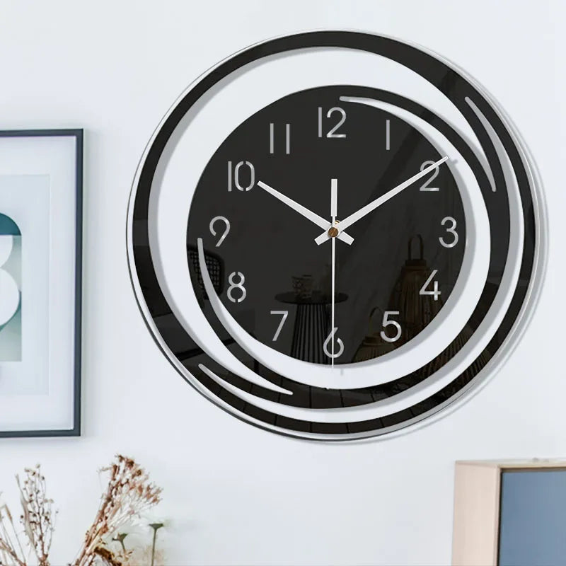 NoirTime | Zwarte acryl wandklok - Modern Scandinavisch ontwerp, minimalistische woondecoratie