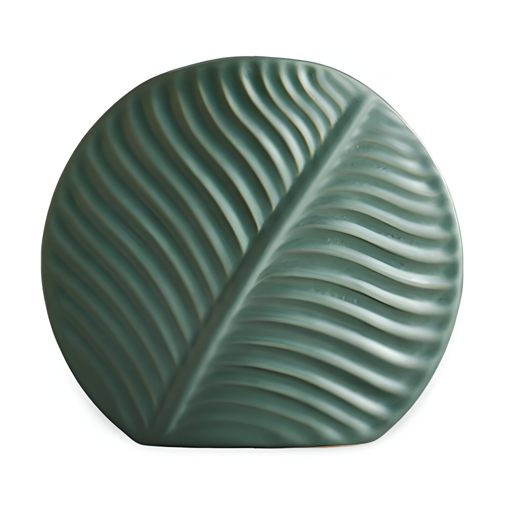 ViridiaVase | Keramische vaas met bladmotief – Scandinavische decoratieve bloemenvaas