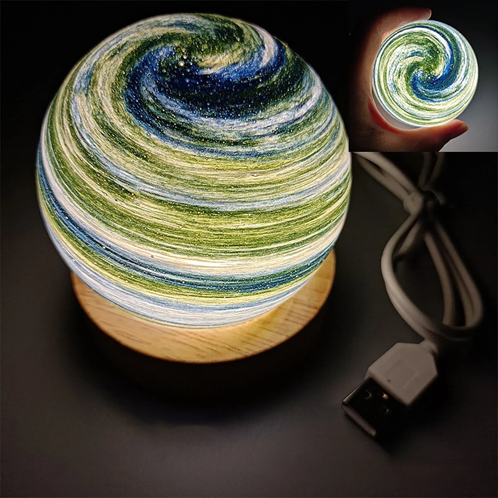 CosmicGlow | 3D Kristallen Planeten Mini Nachtlampje - Sfeervol LED Melkweg Decor