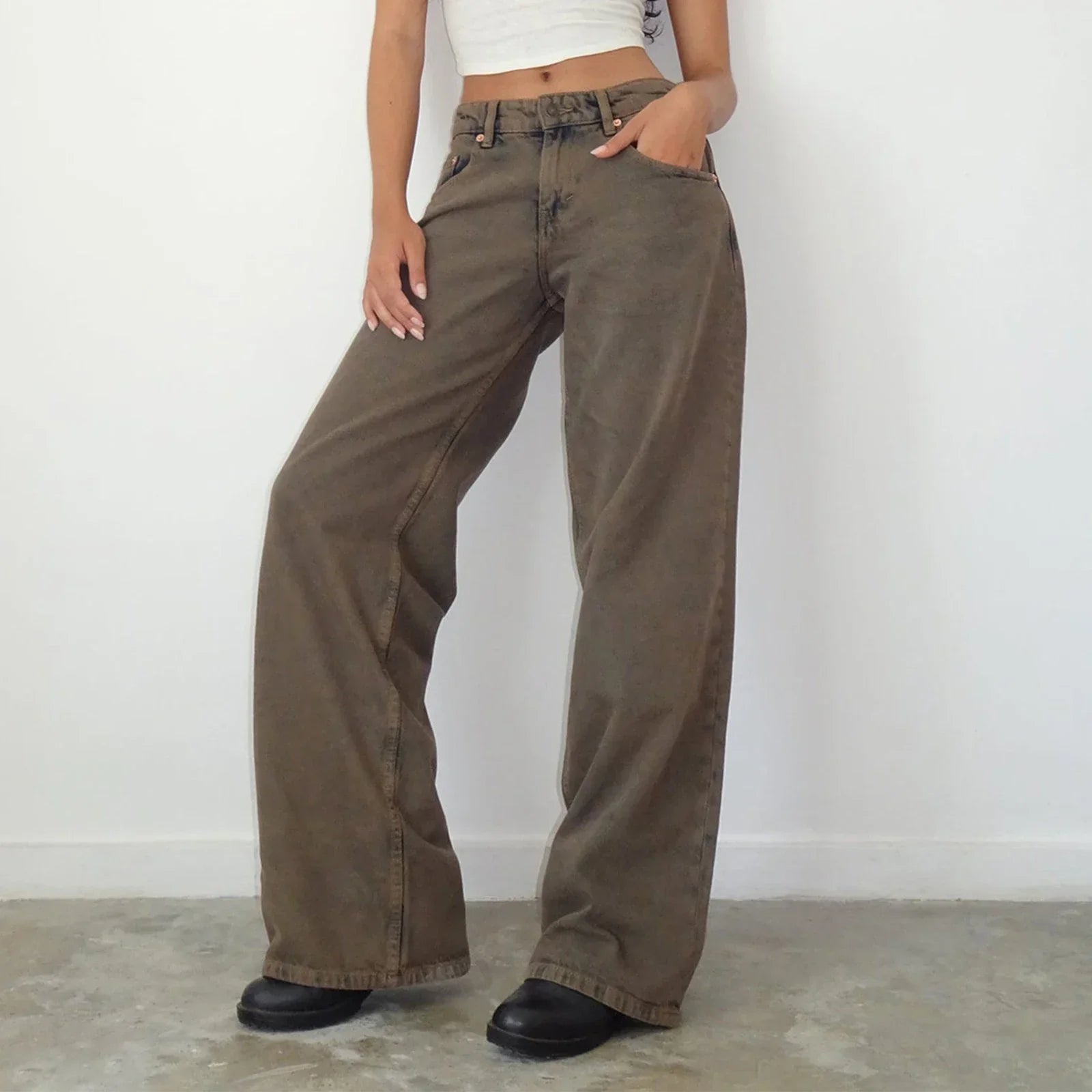 Solira | Dames Y2K Loszittende Denim Broek – Baggy, Lage Taille, Wijde Pijpen Streetwear Jeans