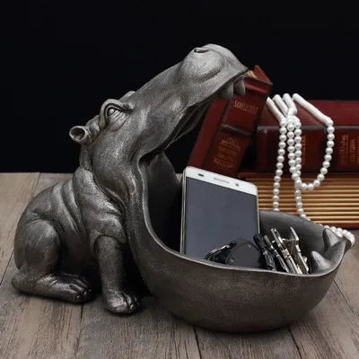 Stashopotamus | Nijlpaard Opbergfiguur - Decoratieve Nijlpaard Organiser voor Sleutels, Munten & Snuisterijen