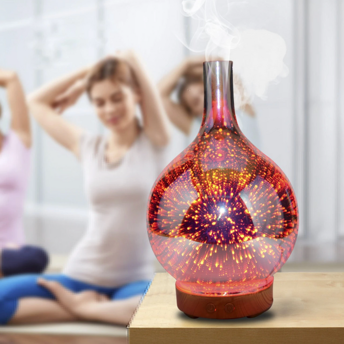 AromaBurst | 3D Glass Vase Aroma Diffuser with LED Color Changing Lights – Essential Oil Diffuser
