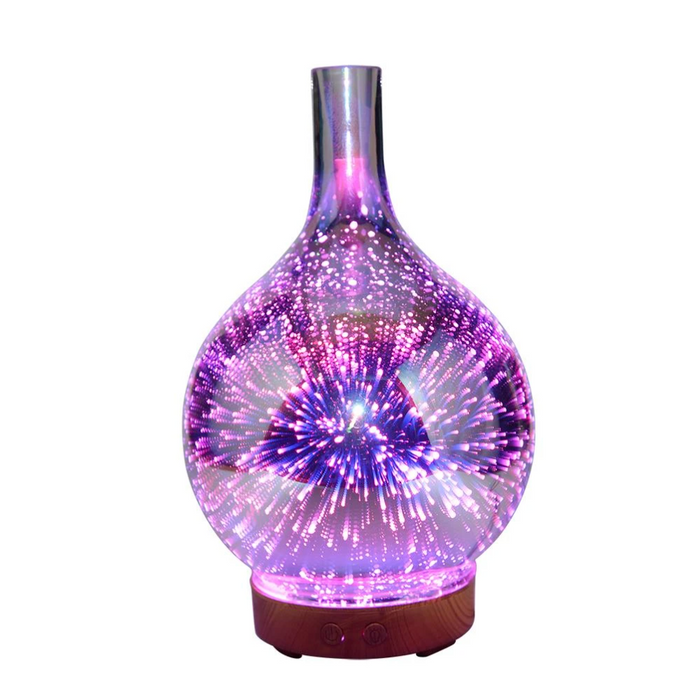 AromaBurst | 3D Glass Vase Aroma Diffuser with LED Color Changing Lights – Essential Oil Diffuser