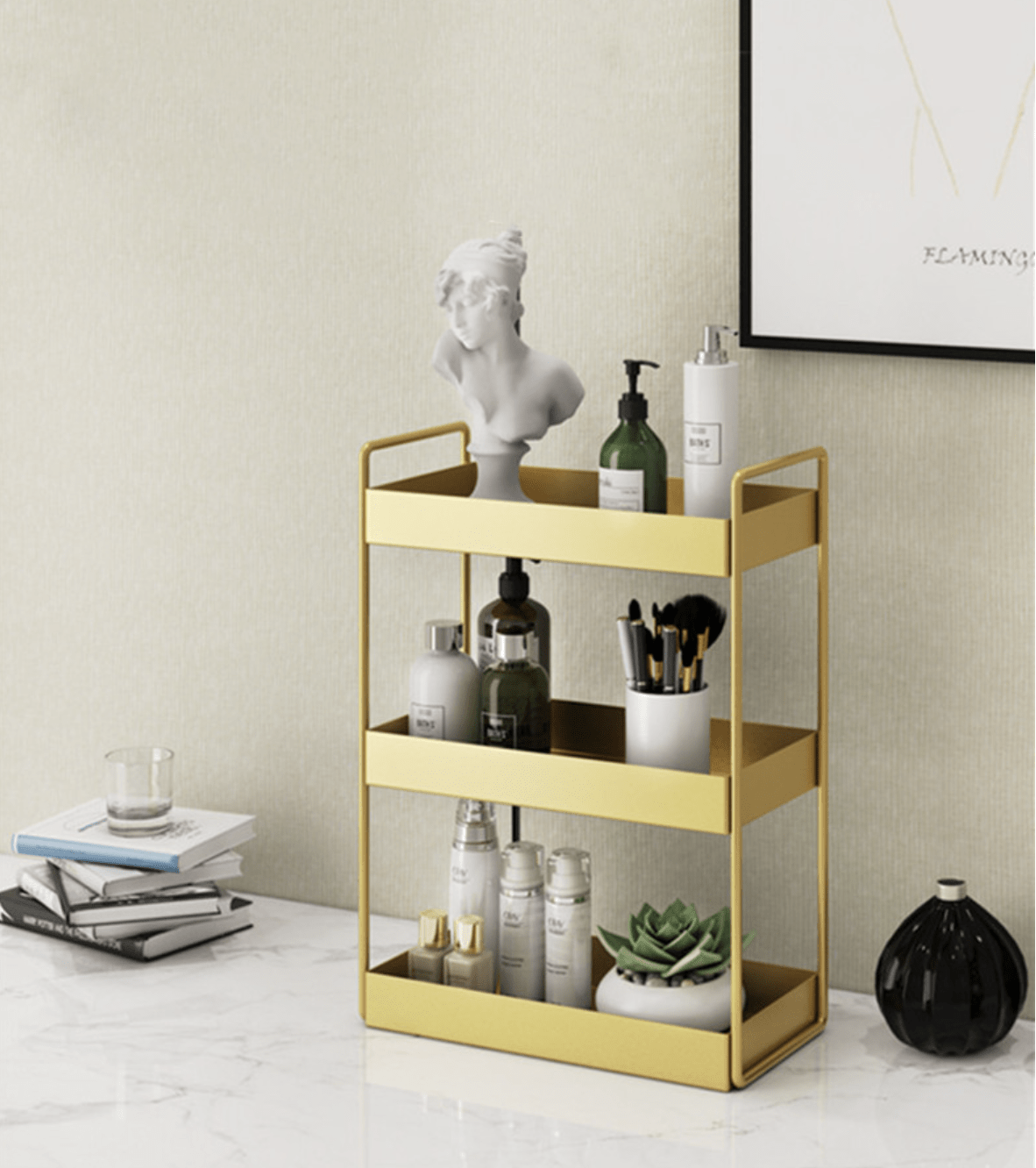 EleganceTray | Luxe Goud Metalen Opbergbakje - Glimmend Dienblad voor Ijdelheid & Badkamer