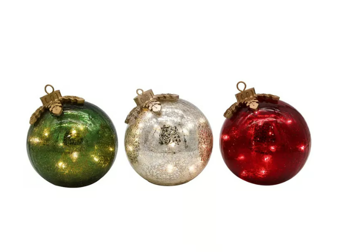 Festivique | Glazen tafelblad kerstversieringen – 3-delige set kerstversieringen, handgemaakte glazen beeldjes