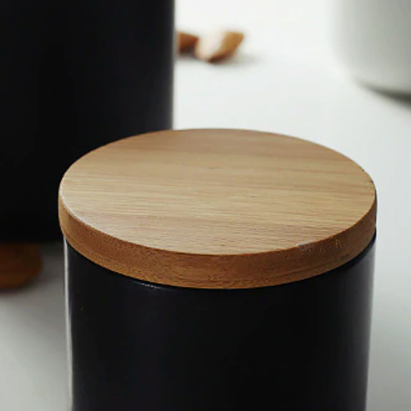 NaturaJar | Moderne keramische keukenpot met houten deksel – luchtdichte voedselbewaring