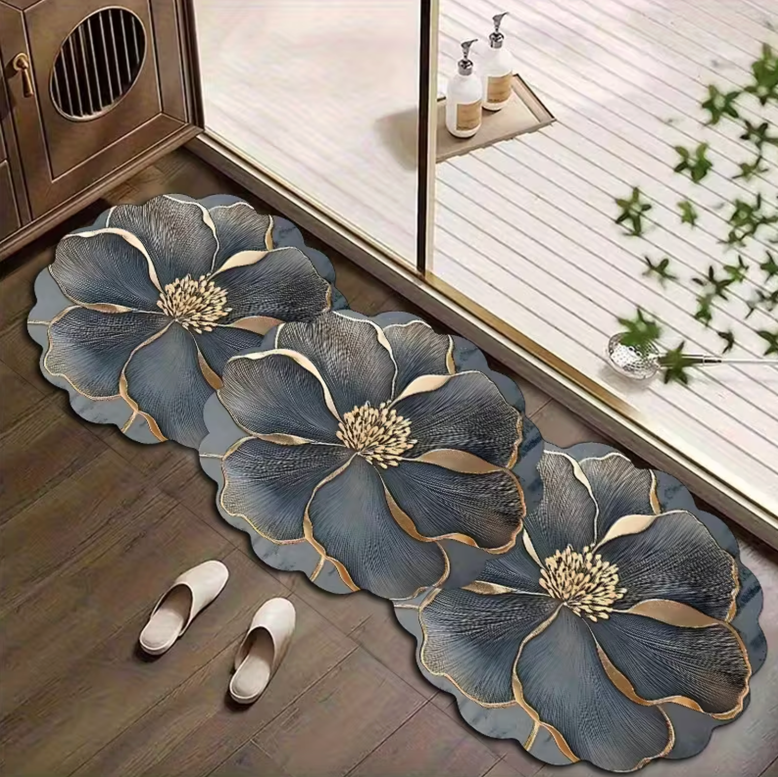 BloomStep | Bloemvormige Antislip Vloermat – Zachte Decoratieve Bloementapijt