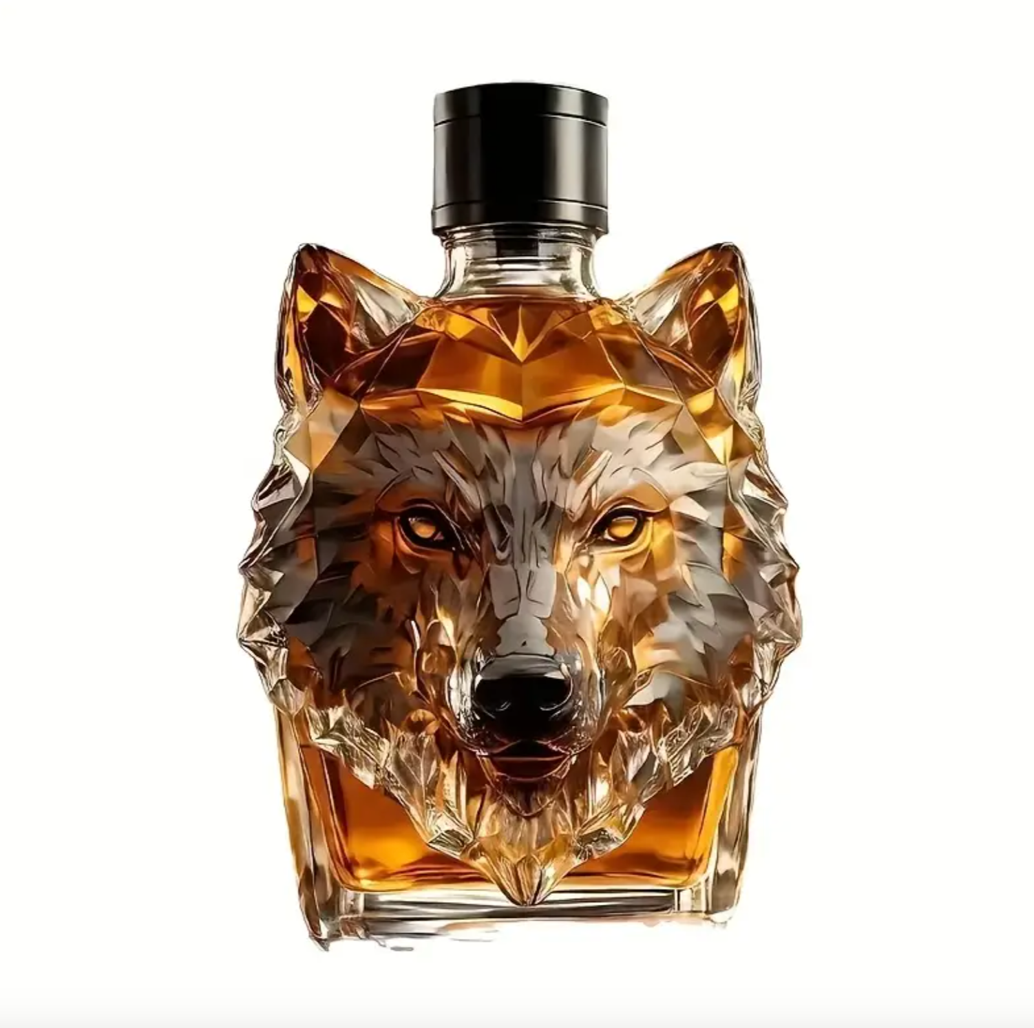 AlphaPour | Spirit wolf whisky karaf, glazen drankfles met premium stop, uniek wolfontwerp,