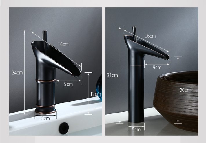 Cascade | Waterval Antieke Badkamerkraan - Messing Mengkraan voor Wastafel, Vintage Stijl