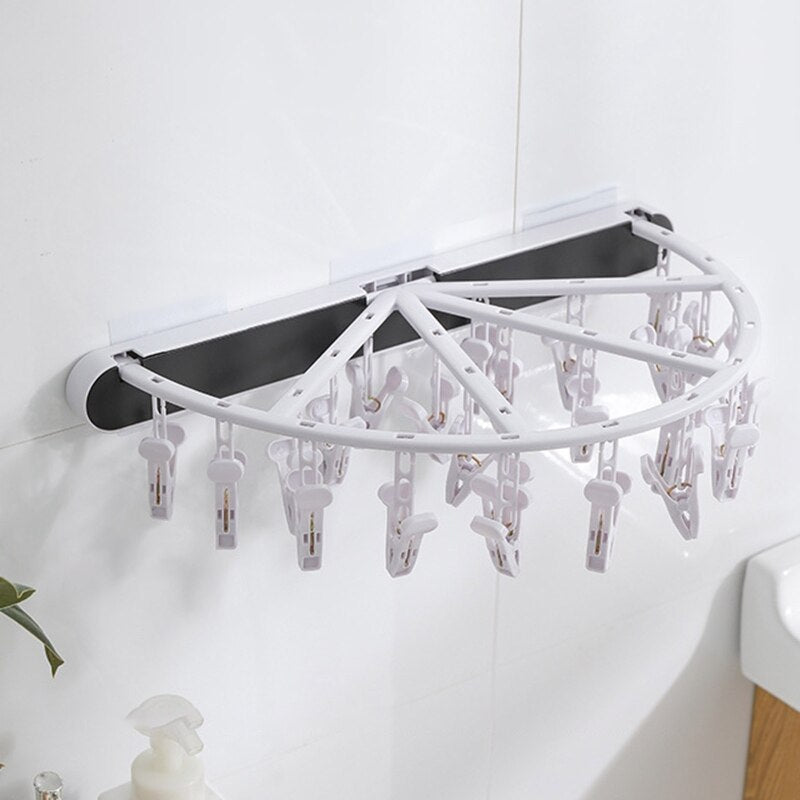 SockFold | Opvouwbare wandgemonteerde sokkendroger – Compact plastic wasrek voor snel en georganiseerd drogen