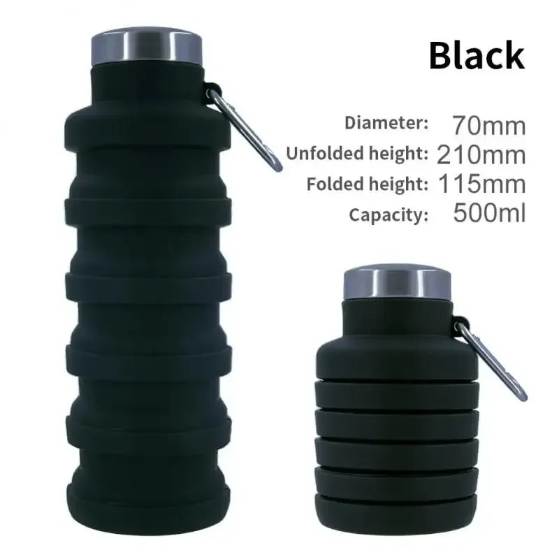 FoldaBottle | Opvouwbare Waterfles 500 ml – Reis- en Sportschool Fles van Opvouwbaar Siliconenmateriaal
